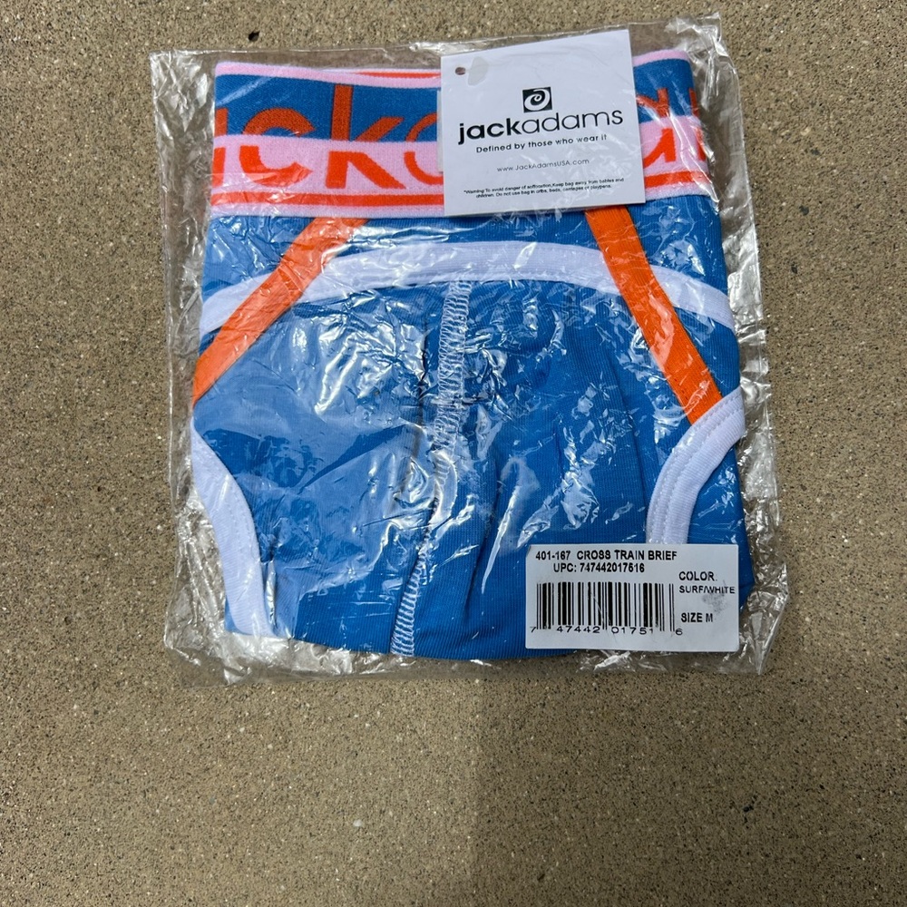 NWT Jack Adams Cross Train Brief in Surf/White size M